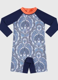 Shop Infants (00-2)|Sunsuits^Aqua Blu Long Sleeve Sunsuit Baroque