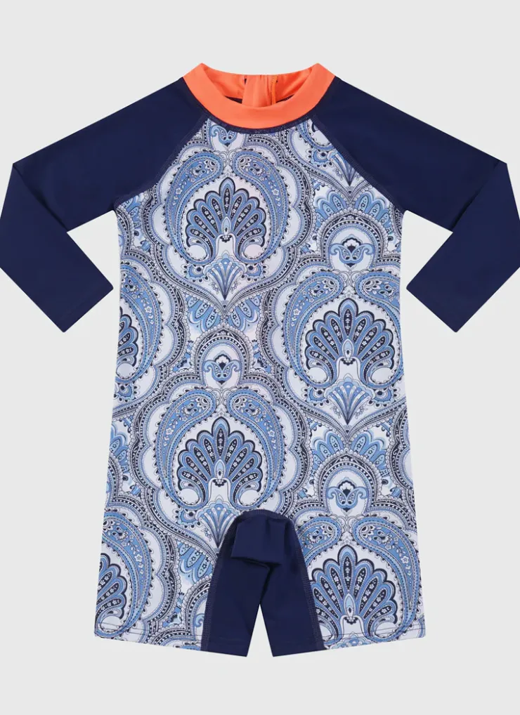 Shop Infants (00-2)|Sunsuits^Aqua Blu Long Sleeve Sunsuit Baroque