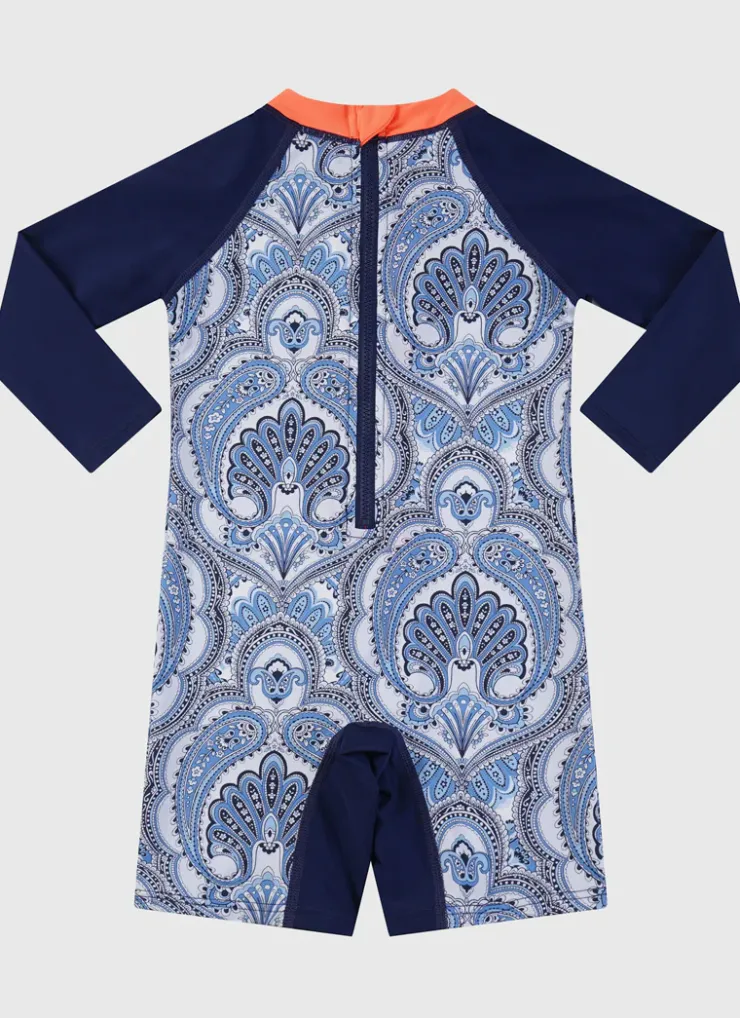 Shop Infants (00-2)|Sunsuits^Aqua Blu Long Sleeve Sunsuit Baroque