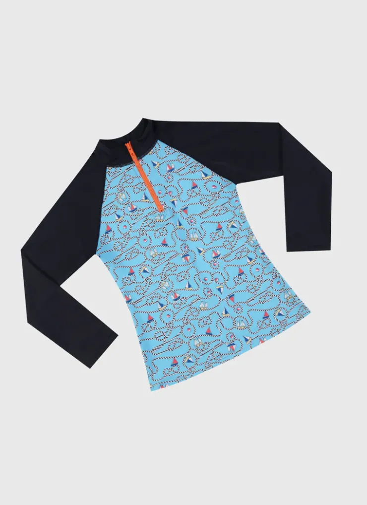 Rashies^Aqua Blu Long Sleeve Rash Vest Bowline