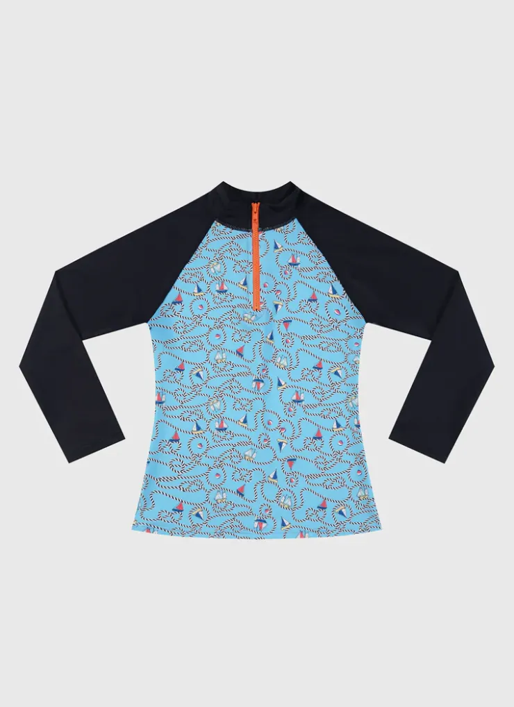 Rashies|Shop Teens (8-16)^Aqua Blu Long Sleeve Rash Vest Bowline