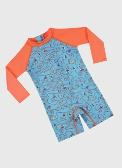 Shop Infants (00-2)|Sunsuits^Aqua Blu Long Sleeve Sunsuit Bowline