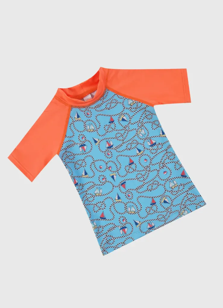 Rashies^Aqua Blu Short Sleeve Rash Vest Bowline