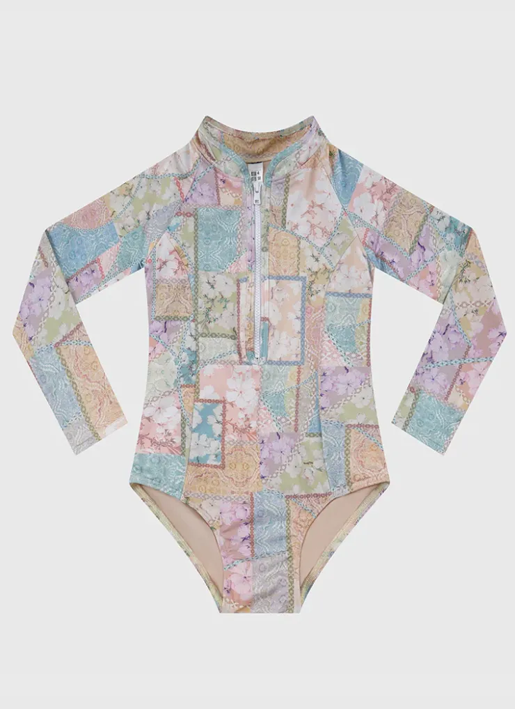 Shop Juniors (3-7)|One Pieces^Aqua Blu Long Sleeve One Piece Brindle