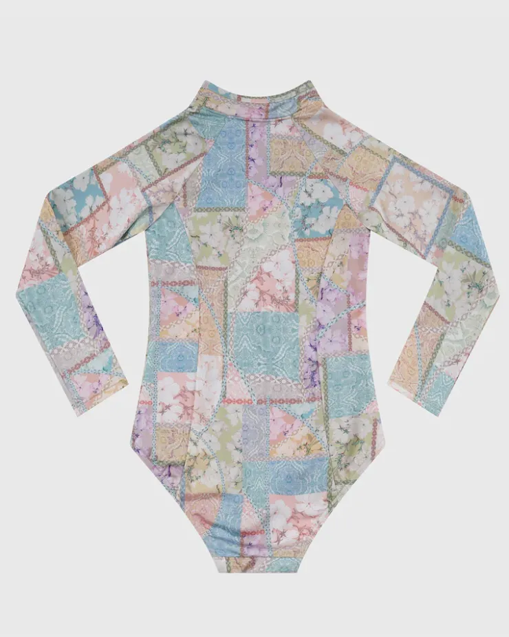 Shop Juniors (3-7)|One Pieces^Aqua Blu Long Sleeve One Piece Brindle
