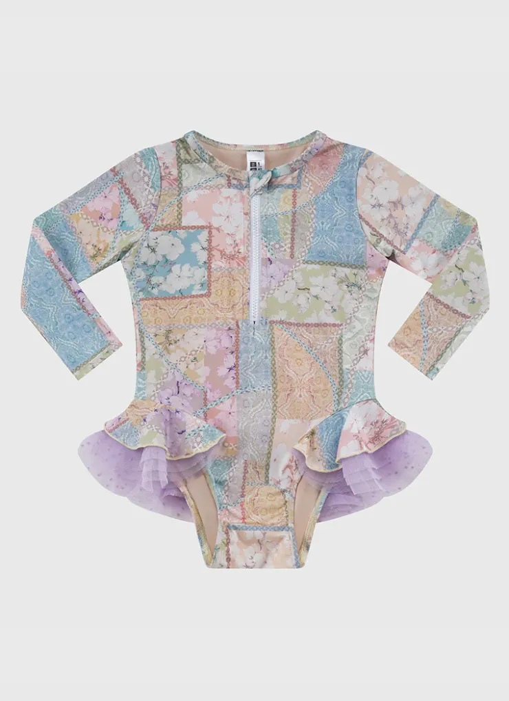 Shop Infants (00-2)|One Pieces^Aqua Blu Long Sleeve One Piece Brindle