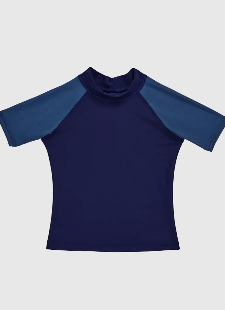 Rashies^Aqua Blu Building Blocks Short Sleeve Rash Vest Navy
