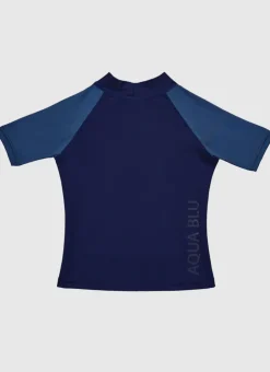 Rashies^Aqua Blu Building Blocks Short Sleeve Rash Vest Navy