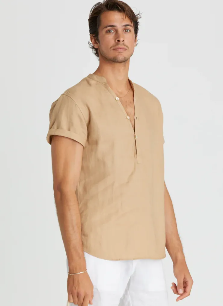Tops|Tops^Aqua Blu Aaron Shirt Caramel