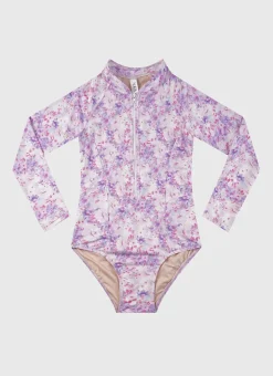 Shop Teens (8-16)|One Pieces^Aqua Blu Long Sleeve One Piece Cherry Blossom