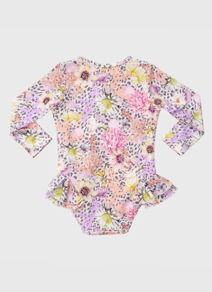 Shop Infants (00-2)|One Pieces^Aqua Blu Long Sleeve One Piece Daisy