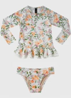 Shop Juniors (3-7)|Rashies^Aqua Blu Long Sleeve Rash Vest Set Honeysuckle