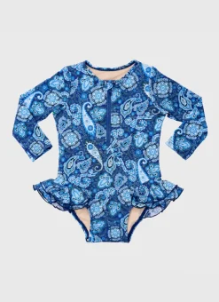 Shop Infants (00-2)|One Pieces^Aqua Blu Long Sleeve One Piece Laurel