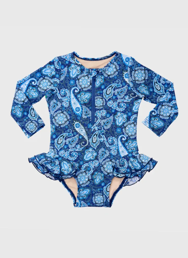 Shop Infants (00-2)|One Pieces^Aqua Blu Long Sleeve One Piece Laurel