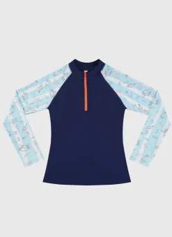 Shop Teens (8-16)|Rashies^Aqua Blu Long Sleeve Rash Vest Mariner