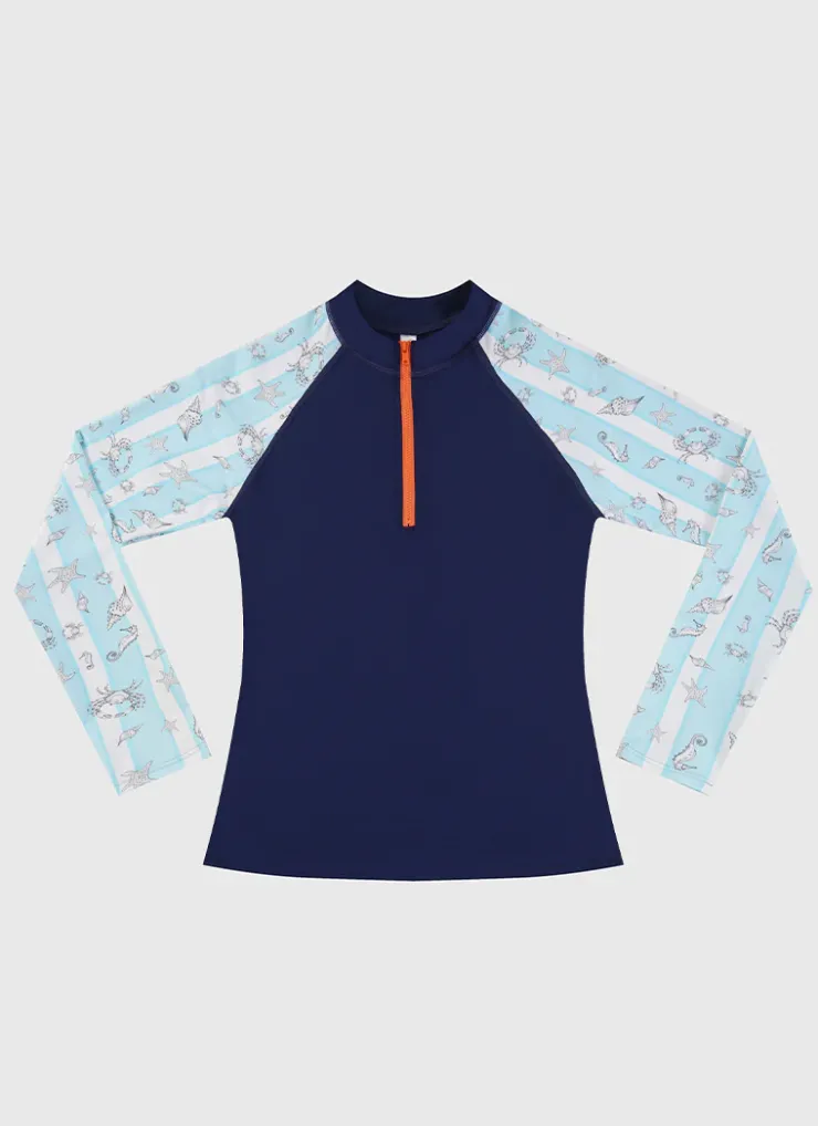 Shop Teens (8-16)|Rashies^Aqua Blu Long Sleeve Rash Vest Mariner