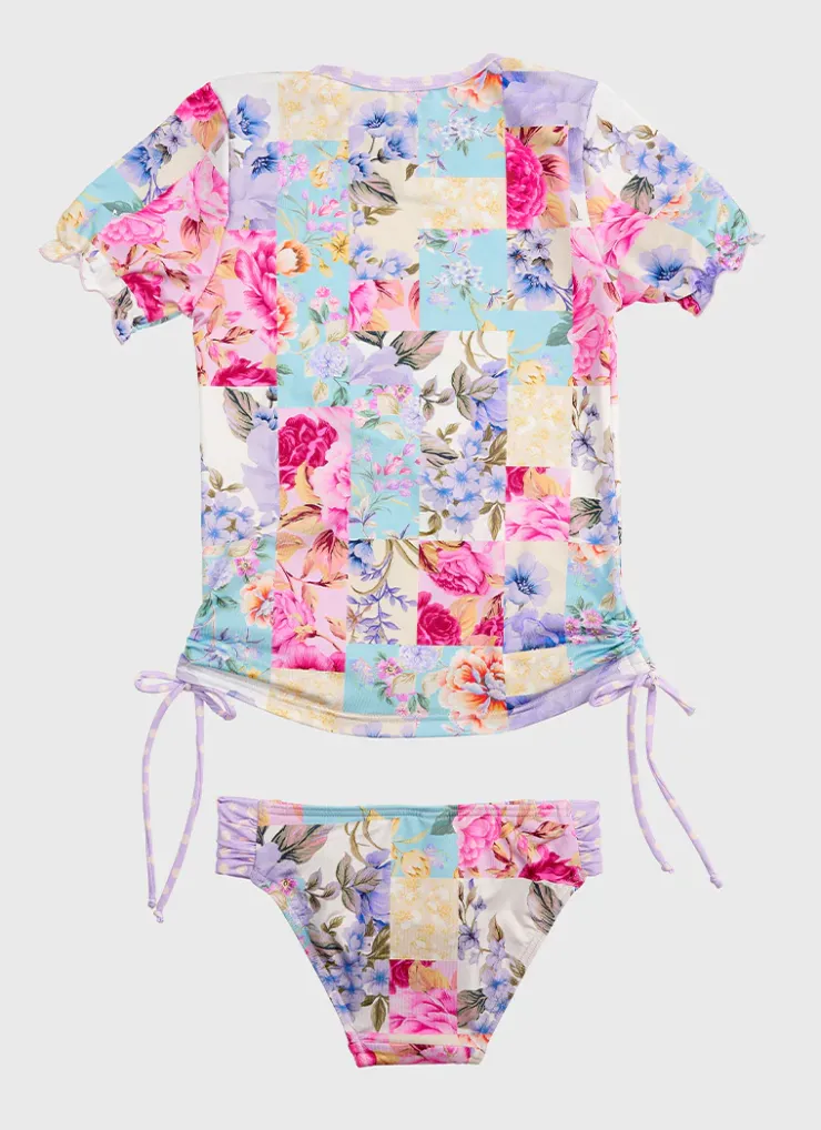Shop Juniors (3-7)|Sets^Aqua Blu Short Sleeve Rash Vest Set Meadow