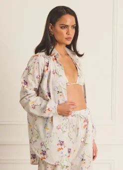 Tops^Aqua Blu Odilia Beach Shirt Moonflower
