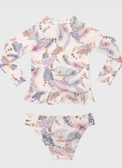 Shop Juniors (3-7)|Rashies^Aqua Blu Long Sleeve Rash Vest Set Plumeria