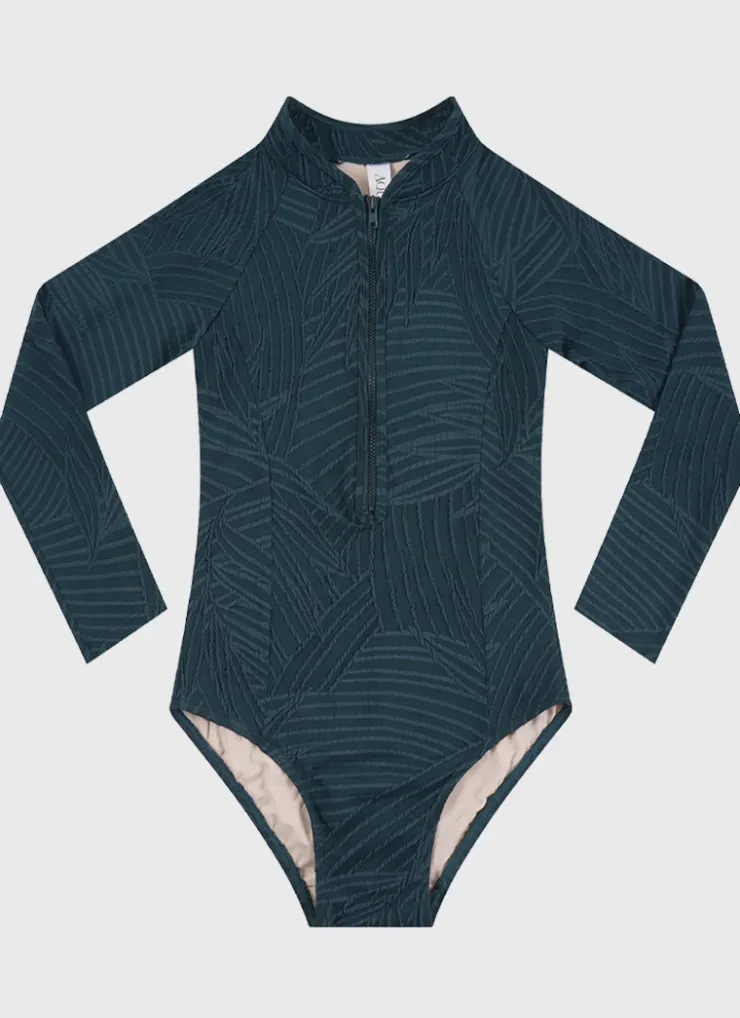 Shop Teens (8-16)|One Pieces^Aqua Blu Stepping Stones Long Sleeve One Piece