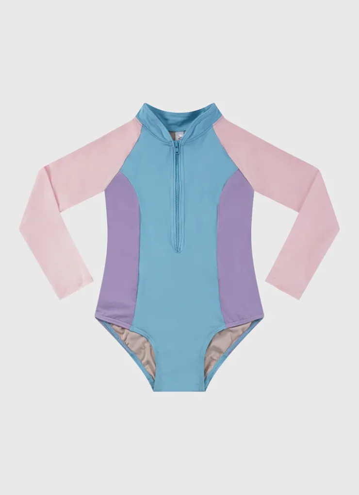 Shop Juniors (3-7)|One Pieces^Aqua Blu Stepping Stones Long Sleeve One Piece Multicolor