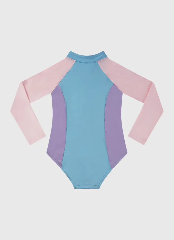 Shop Juniors (3-7)|One Pieces^Aqua Blu Stepping Stones Long Sleeve One Piece Multicolor