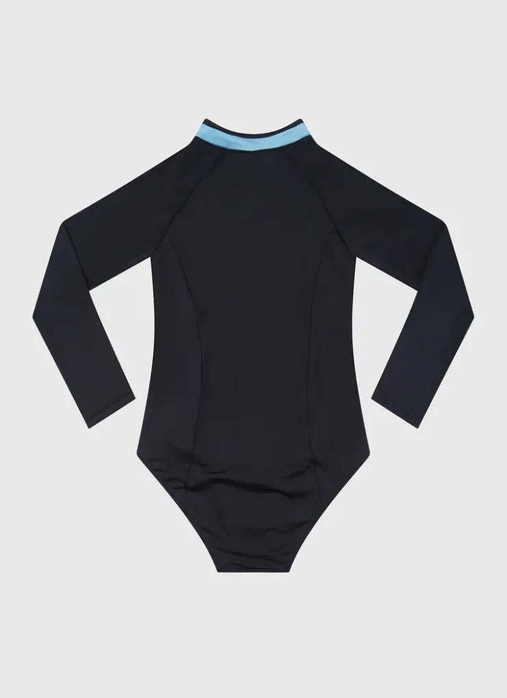 Shop Teens (8-16)|One Pieces^Aqua Blu Stepping Stones Long Sleeve One Piece Black